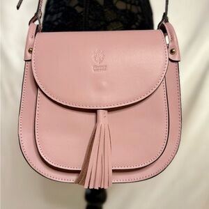 Pink Leather Crossbody Bag, Made in Italy